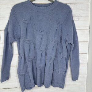 NWT J Jill Womens Chenille Sweater Blue Quartz Cable Knit Oversize Soft Size XS